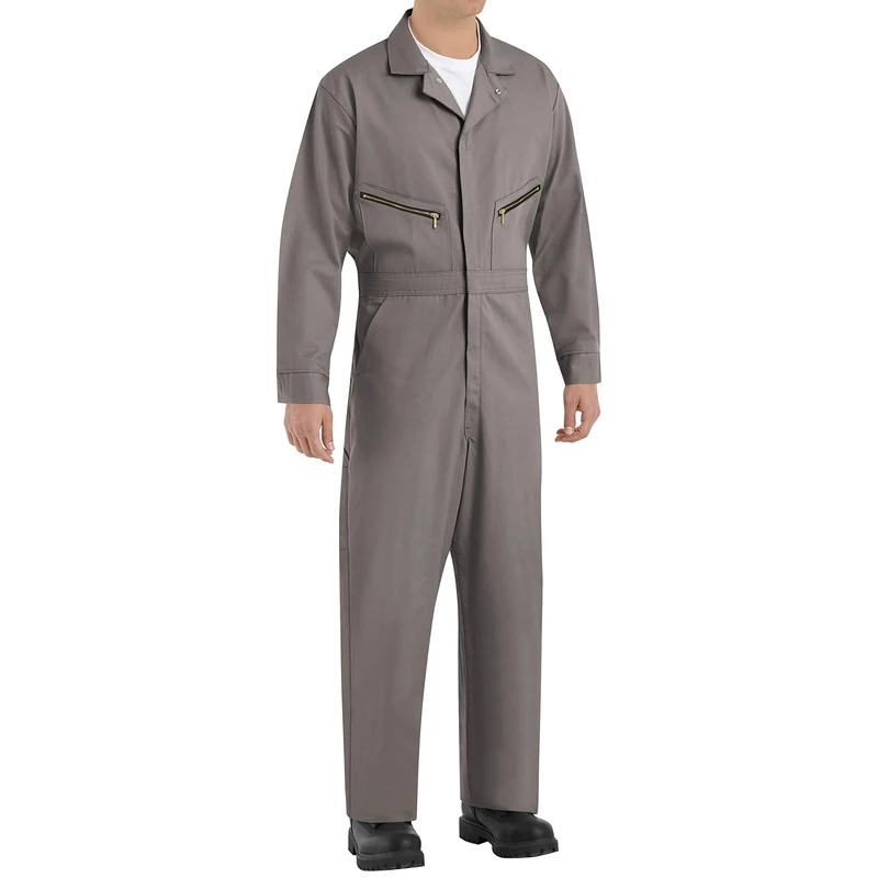 Red Kap Men's Zip-Front Cotton Coverall, Grey, 48
