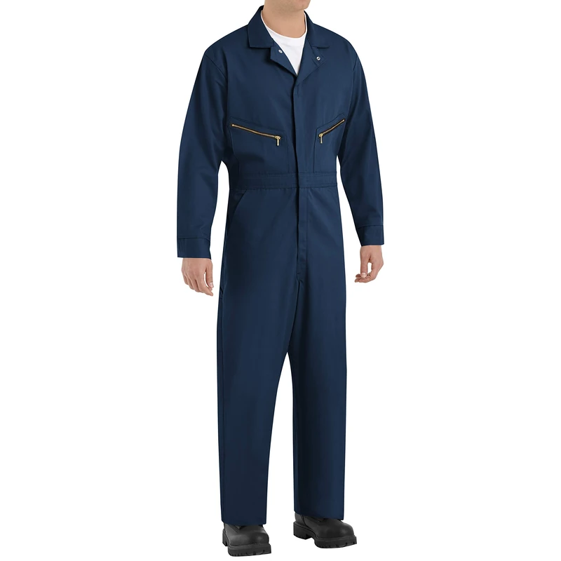 Red Kap Men's Zip-Front Cotton Coverall, Navy, 48