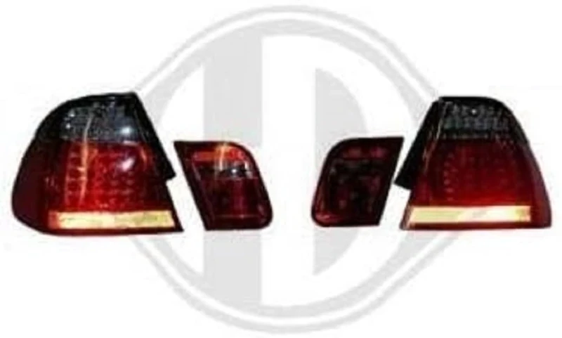 in.pro. 1214898 HD LED Rear Lights for BMW E46 Year of Manufacture 01-05 4 Doors Clear Glass Red/Black