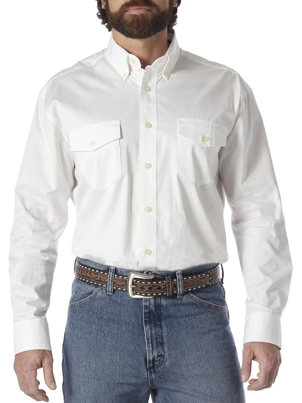 Wrangler Men's Painted Desert Two Pocket Long Sleeve Button Shirt - White - XXL Tall