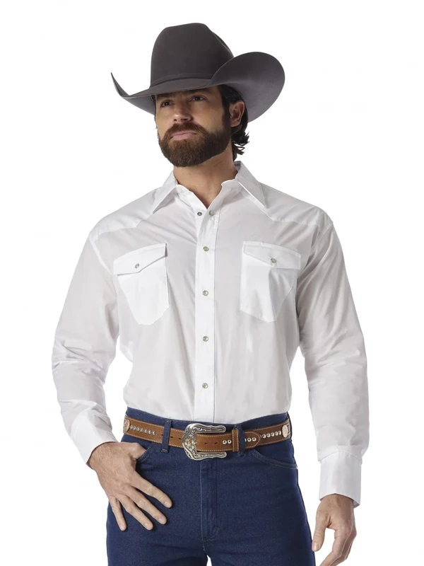 Wrangler Men's 71105wht button down shirts, White, 4XL UK