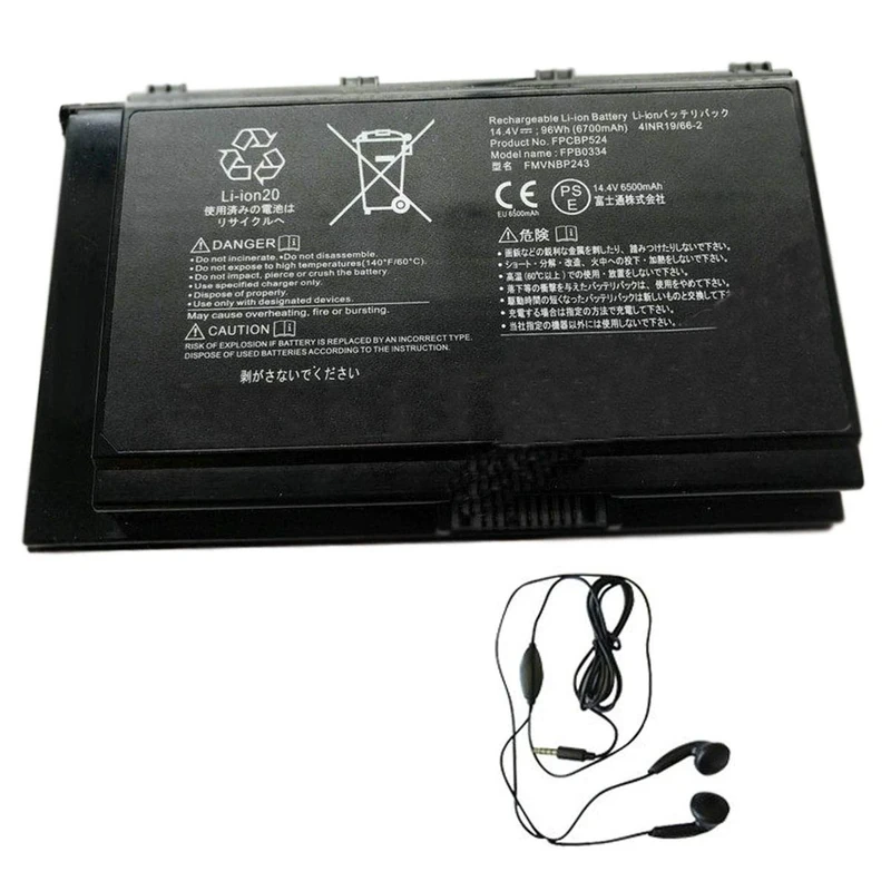 AMSB6|#Amsahr FMVNBP243-03 Replacement Battery for FUJITSU FMVNBP243, FPCBP524, 41NR19/66-2, FPB0334, FMVNBP243 - Includes Stereo Earphone ()