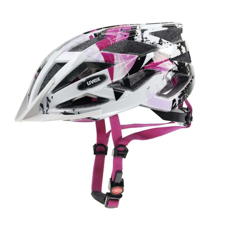 uvex air wing - lightweight all-round helmet for women and men - individually adjustable fit - expandable with LED light - white-pink - 52-57 cm