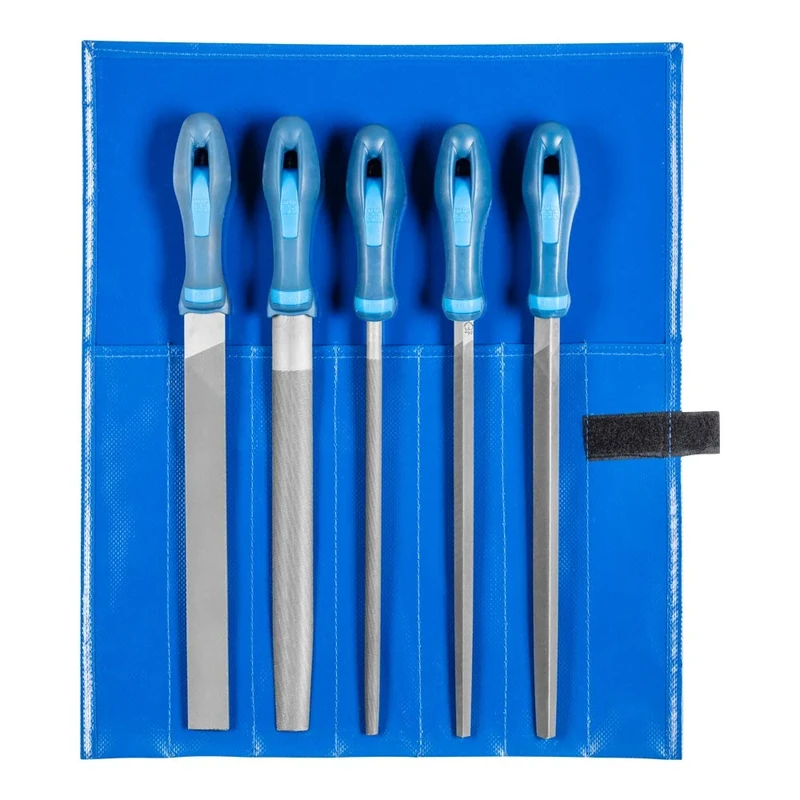 PFERD Workshop File Set in PVC Roll Bag, 5 Files, Cross Cut H1, 250 mm, 11800541 - Suitable for Coarse Cutting and Roughing