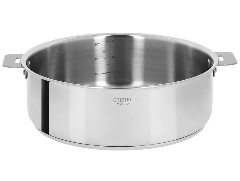 CRISTEL Sauté Pan Stainless Steel Removable Handle, Stainless Steel, 26 cm