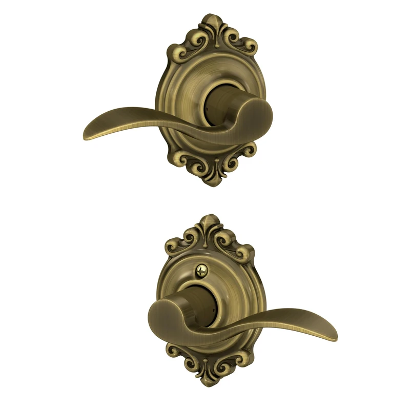 Brookshire Trim with Accent Hall and Closet Lever, Antique Brass (F10 Acc 609 BRK)