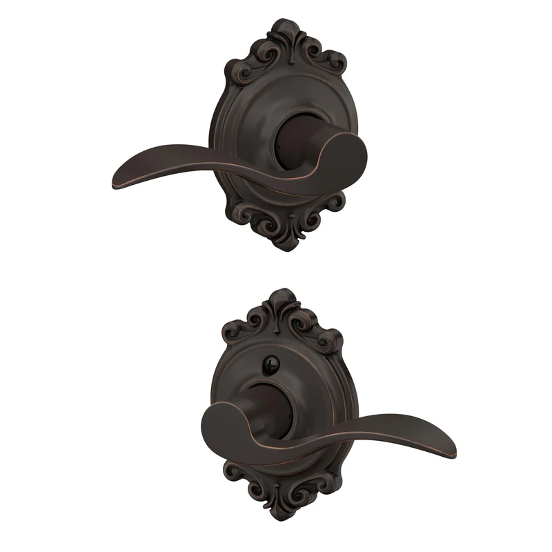 Brookshire Trim with Accent Hall and Closet Lever, Aged Bronze (F10 Acc 716 BRK)
