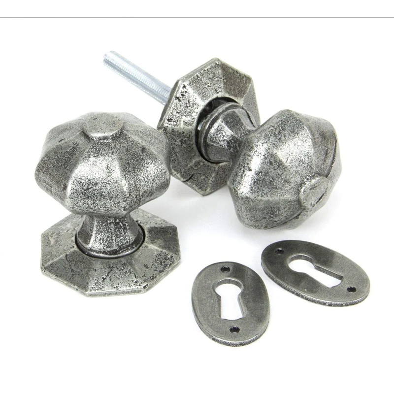 From the Anvil Pewter Octagonal Mortice/Rim Knob Set