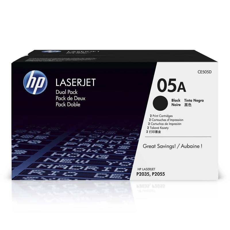 HP CE505D 05A Original LaserJet Toner Cartridges, Black, Multipack