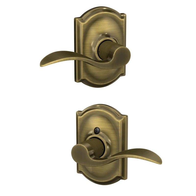 SCHLAGE Accent Lever with Camelot Trim Hall and Closet Lock in Antique Brass - F10 Acc 609 CAM