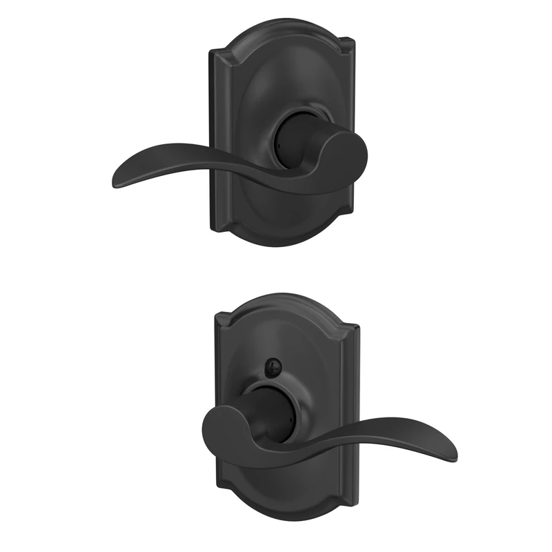 Camelot Trim with Accent Hall and Closet Lever, Matte Black (F10 Acc 622 CAM)