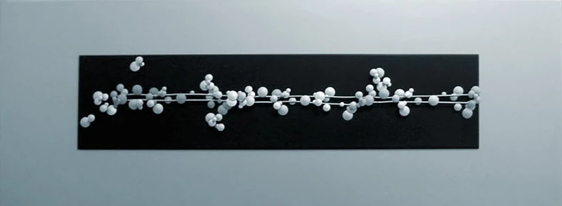 Premier Housewares Wall Art with Raised Silver Beads, Horizon, 120 x 39 cm, Silver and Black