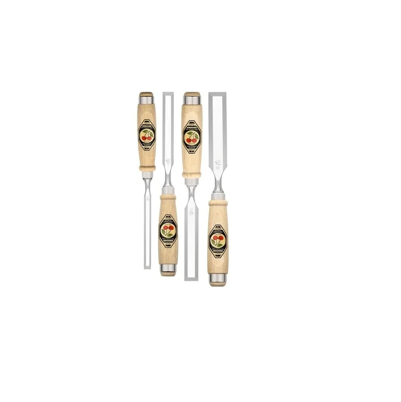 Kirschen 1181000 Firmer Chisel Set with Horn Beam Handle, Beige/Silver, 4-Piece