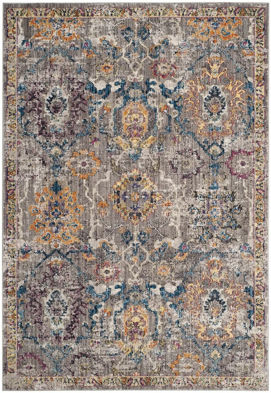 Safavieh Trendy New Transitional Indoor Woven Rectangle Area Rug, Bristol Collection, BTL347, in Grey / Blue, 91 X 152 cm for Living Room, Bedroom or Any Indoor Space