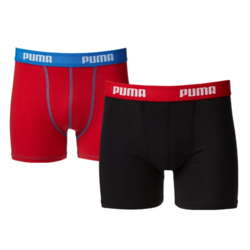 Puma Boys Basic Sports Boxers (Pack of 2), Red/Blue/Black,11-12 Years