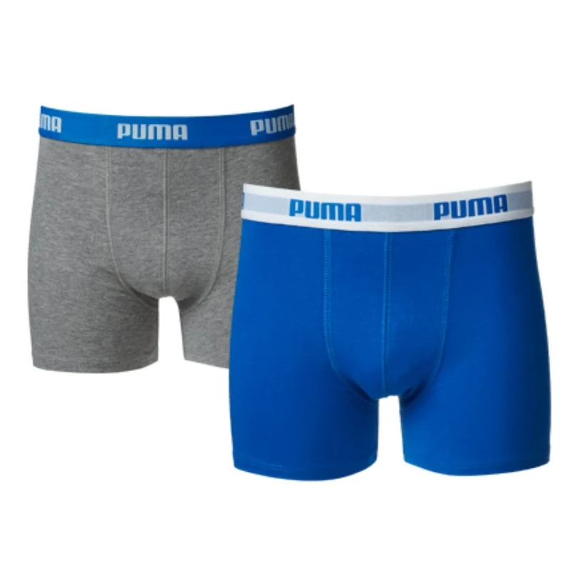 Puma Boys Basic Sports Boxers (Pack of 2), Blue/Grey,11-12 Years