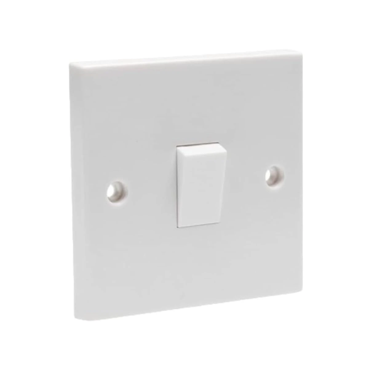 Single Gang Light Switch 1 Gang 2 Way White Plastic 10A