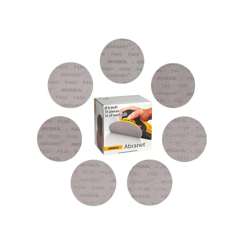 Mirka 9A-241-AP Abranet 6" Sanding Disc Assortment, 35 Pack