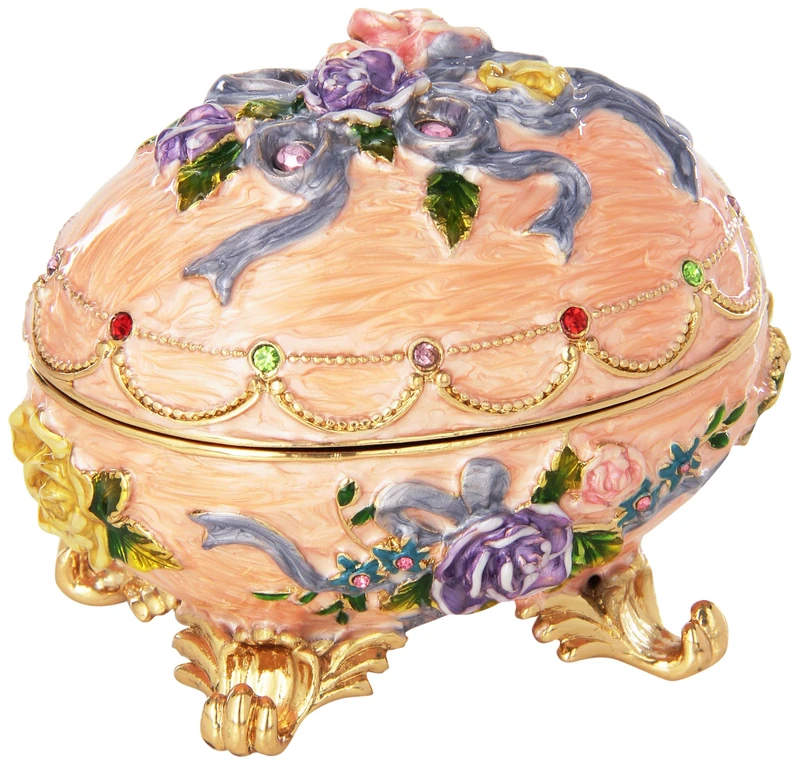 Design Toscano FH1585 Renaissance Collection Romanov Style Enameled Egg, Couleur Rose, Pink, 9 x 6.5 x 7.5 cm