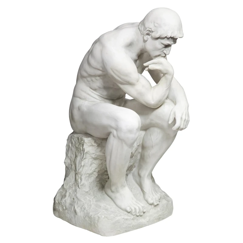 Design Toscano Rodin's Thinker Man Statue, Estate, 63.5 cm, Polyresin, Antique Stone