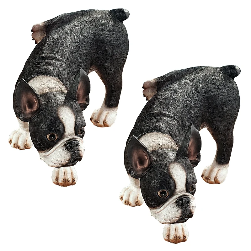 Design Toscano Lifting a Leg Naughty Boston Terrier Dog Statue - Set of 2 - Image 1