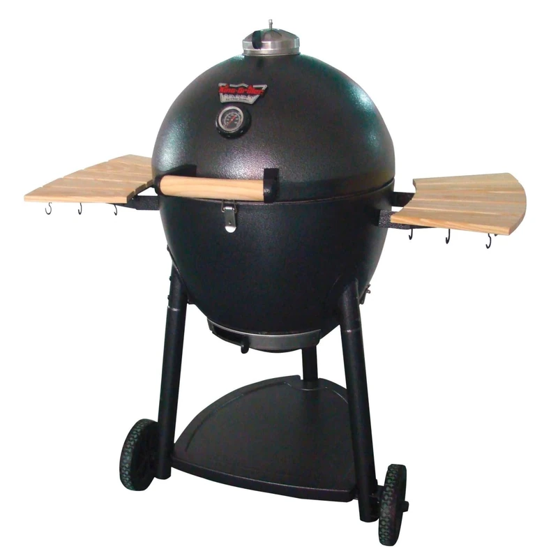 Char-Griller® AKORN® 20-inch Kamado Charcoal Grill in Black – BBQ Smoker, Kohlenstoffgrill with Cart, Locking Wheels, Cast Iron Grates, Warming Rack, 445 sq.in. Cooking Space, 200°-700°F Temperature
