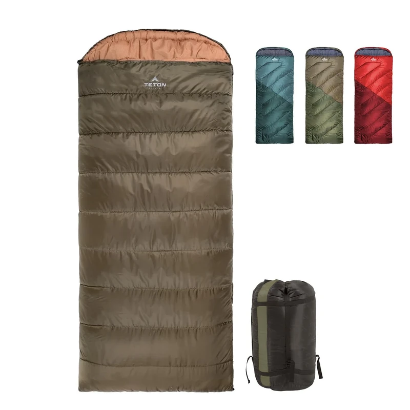 TETON Sports Regular -18 Degree C Flannel Lined Right Zip Sleeping Bag - Green - Image 1