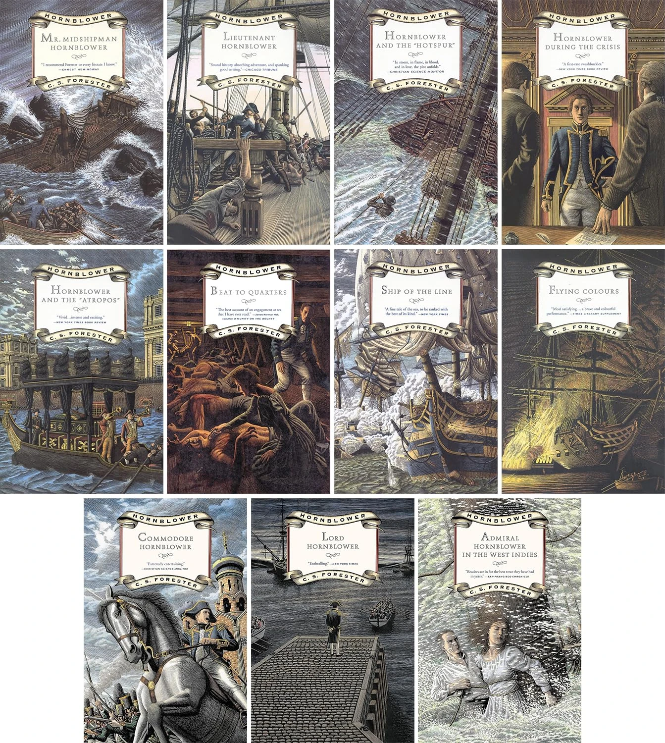 C S Forester Hornblower Saga 11 Books Collection Pack Set RRP: £87.89 (Mr.Midshipman Hornblower, Lieutenant Hornblower, Hornblower and the Hotspur, Hornblower during the Crisis, Hornblower and the Atropos, Beat to Quarters, Ship of the Line, Flying Colours, Commodore Hornblower, Lord Hornblower, Admiral Hornblower in the West Indies)