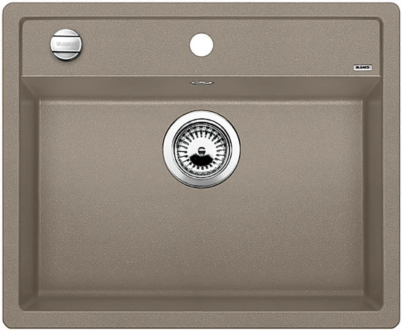 BLANCO DALAGO 6 | SILGRANIT Sink in Tartufo | Installation Type: Inset Installation from Above | for 60 cm Wide Base cabinets | Spacious Bowl Volume | Easy-Care Surface | [61.5x51x20.2 cm]