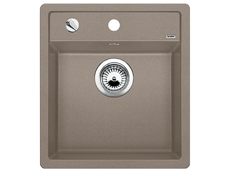 BLANCO DALAGO 45 | SILGRANIT Sink in Tartufo | Installation Type: Inset Installation from Above | for 45 cm Wide Base cabinets | Spacious Bowl Volume | Easy-Care Surface | [46.5x51x20.2 cm]