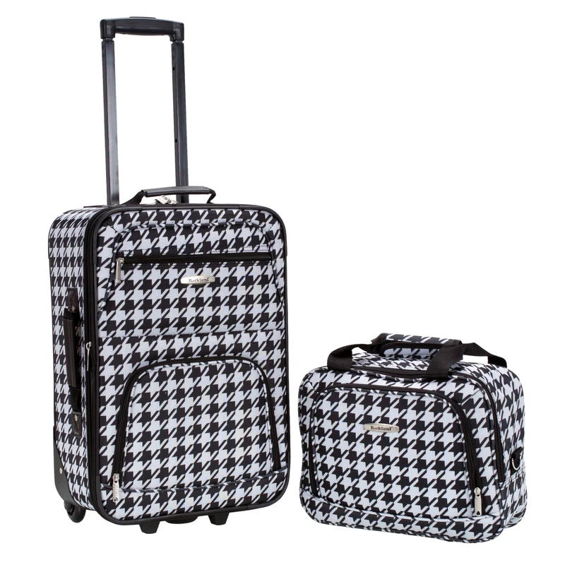 Rockland Fashion Softside Upright Luggage Set, Black and White, 2-Piece Set (14/19)