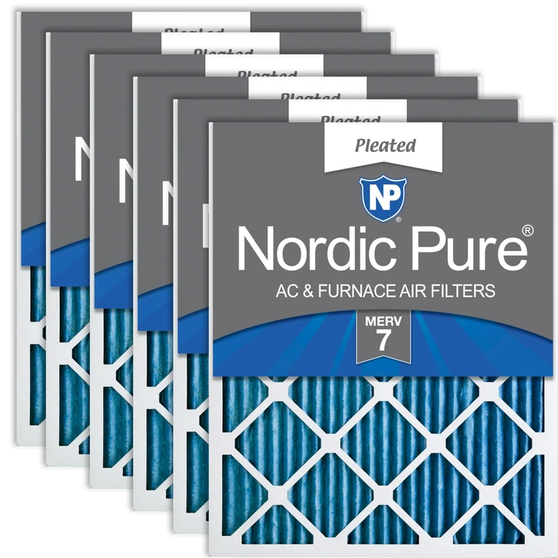 Nordic Pure 16x25x1 MERV 7 Pleated AC Furnace Air Filters 6 Pack