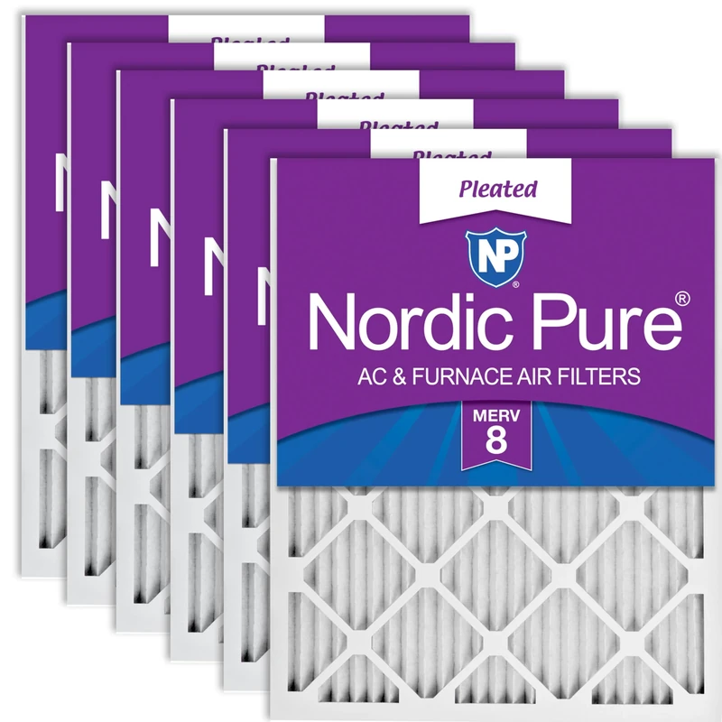 Nordic Pure 16x25x1 MERV 8 Pleated AC Furnace Air Filters 6 Pack, 16x25x1M8-6