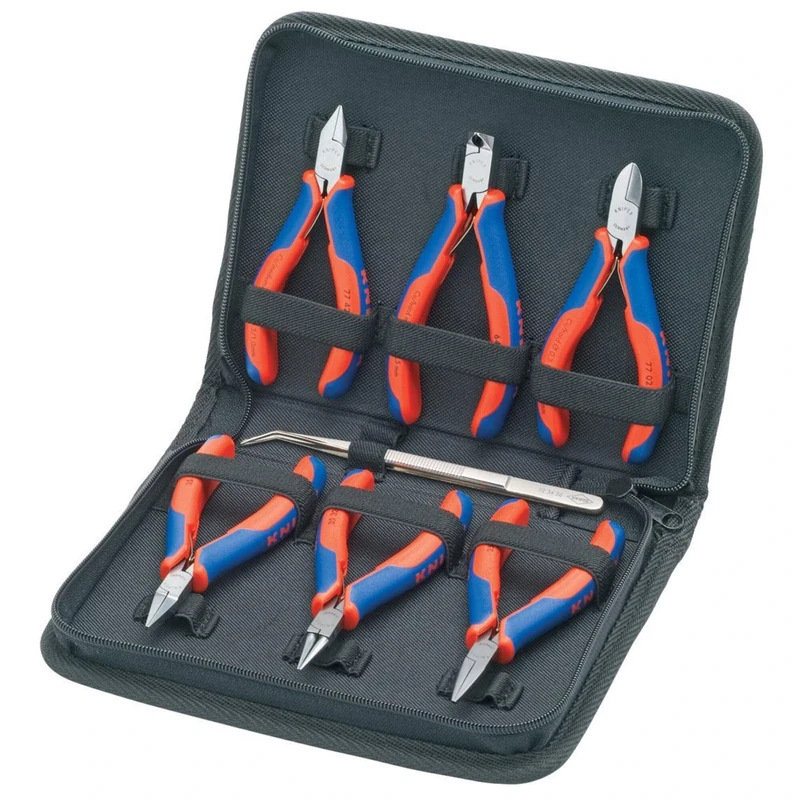 KNIPEX 7 Pc Tool Set in Zipper Pouch, Red