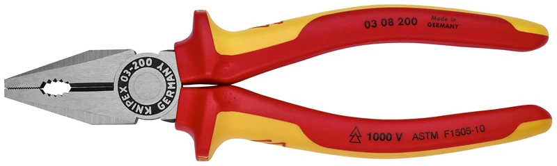 KNIPEX - 03 08 200 SBA Tools - Combination Pliers, 1000V Insulated (0308200SBA)