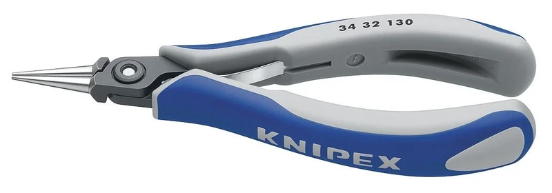 KNIPEX ESD Needle Nose Plier, 5-1/4 in, Smooth, Grey