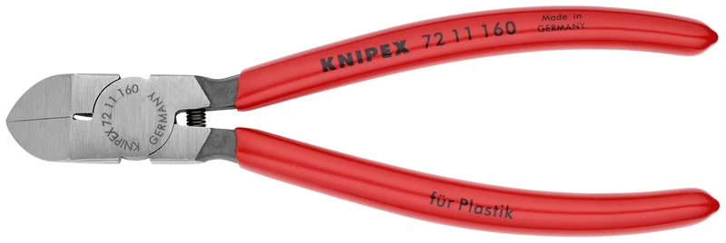 KNIPEX Tools - Diagonal Flush Cutter for Plastics, 45 Degree Angle (7211160), Red