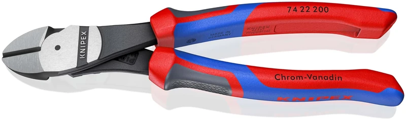 KNIPEX 74 22 200 High Leverage Diagonal Cutter with comfort handles black atramentized 200 mm
