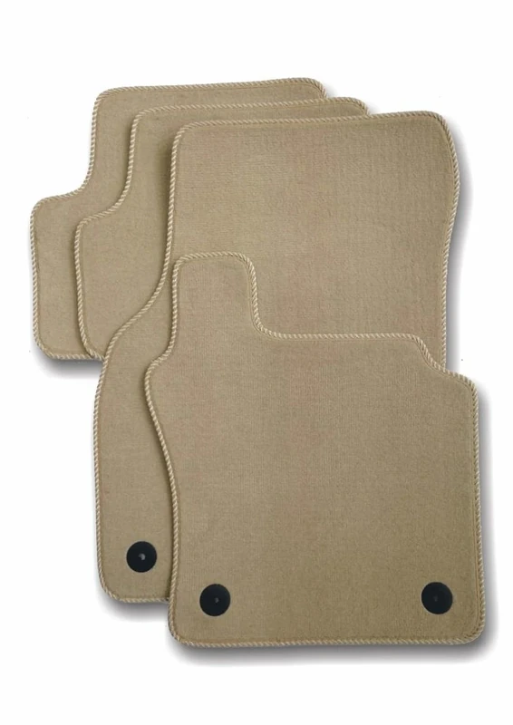 J.R. Tailor Fit Car Mat Set, Exclusive Grade, Beige with Blue Trim - Image 1