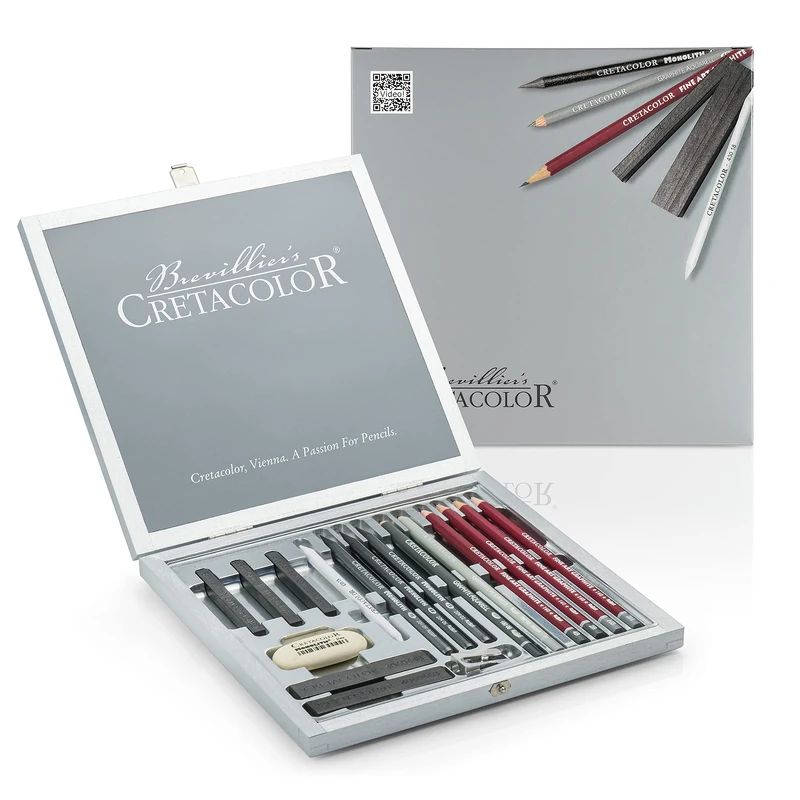 CRETA COLOR 400 17-Piece Graphite Drawing Set in Wooden Box - Silver