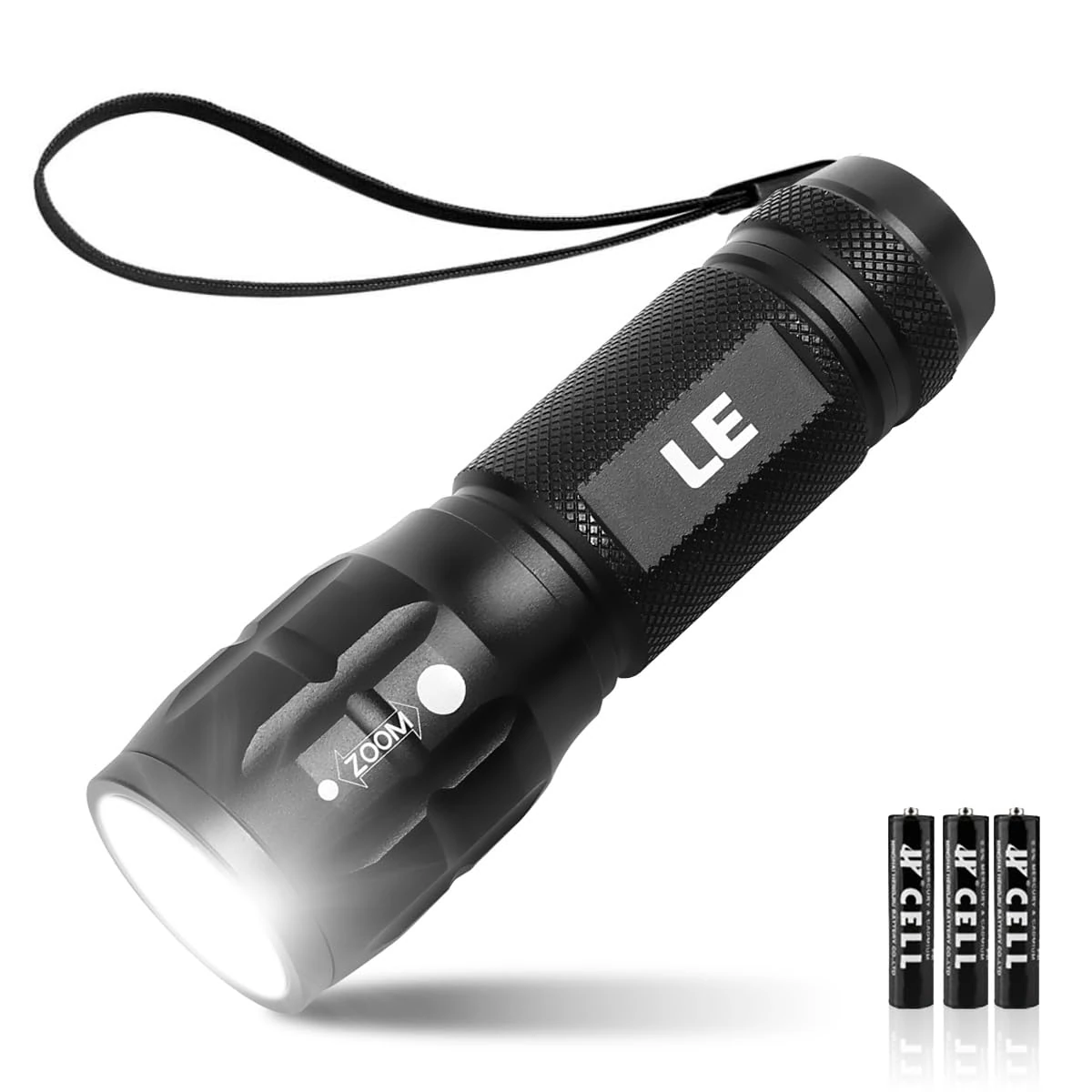 LE LED Torch Battery Powered, LE1000 Super Bright Hand Flashlight, Adjustable Focus, Water Resistant, Lightweight Small Torch for Power Cut, Camping, Dog Walking, Gift for Kids Men Dad Him Elderly