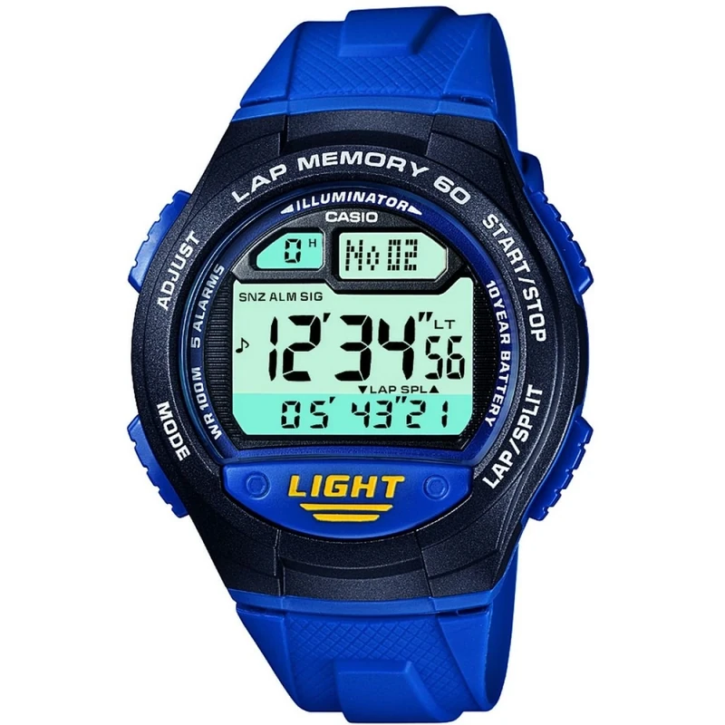 Casio Unisex 48.20mm Quartz Watch with Blue Digital dial and Blue Plastic/Resin Strap Strap W-734-2AVEF