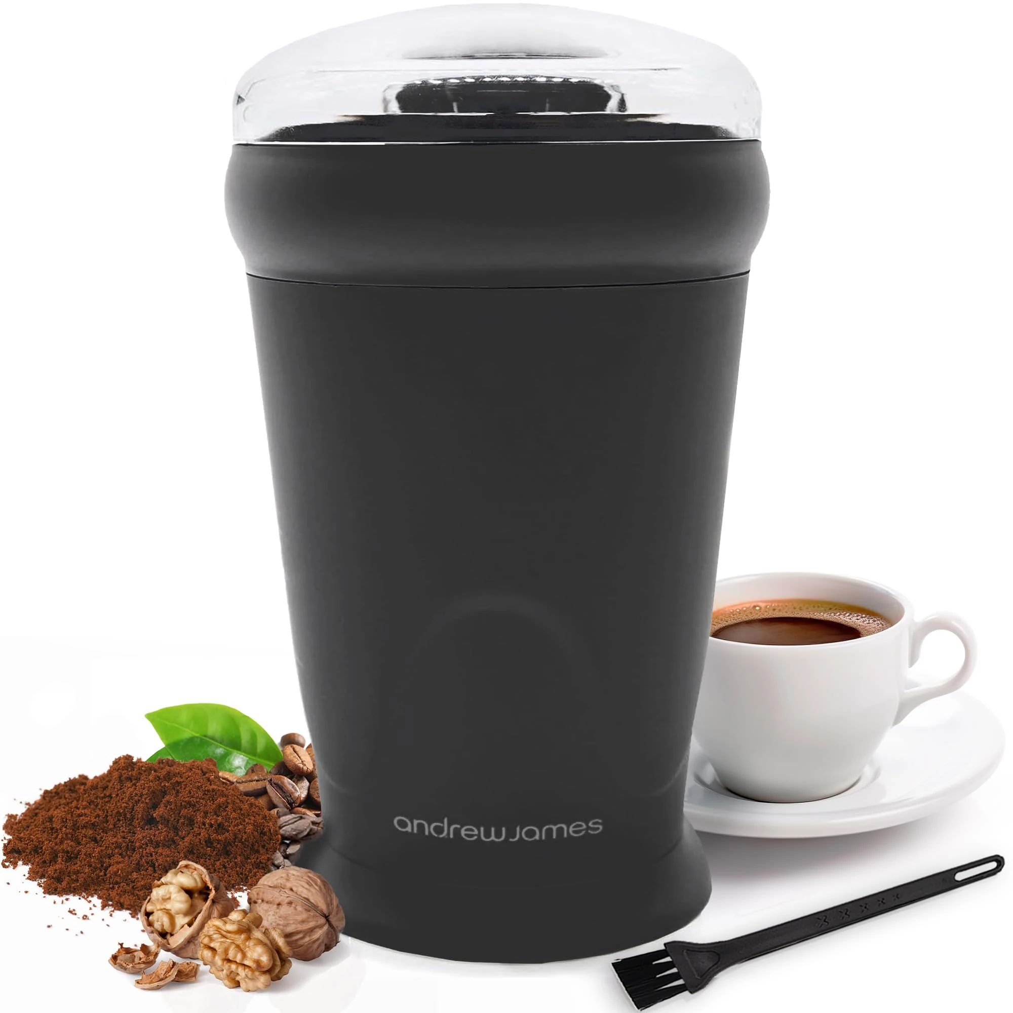 Andrew James Electric Coffee Grinder, Seed, Bean, Nuts, Fine Spice Grinders, Black or Red, 70g, 150W (Black)