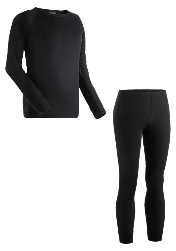 maier sports Kim, Children's underwear set, underwear set for cold winter days spent skiing or hiking in icy conditions, Dryprotec technology, Breathable Black - Image 1