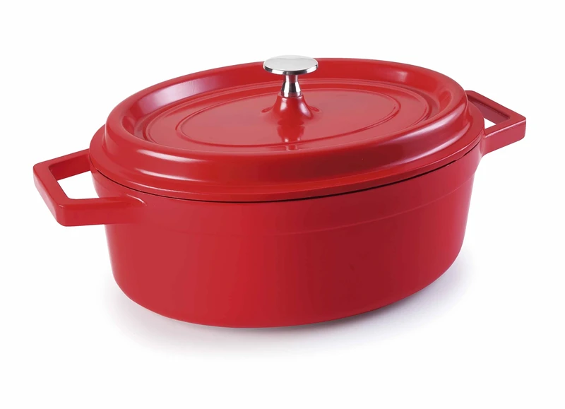 Lacor 25927 Oval Cast Aluminium Casserole, 26 x 20 cm, Red