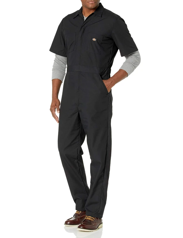 Dickies Men's Short-sleeve Coverall?? ????????overol De Manga Corta.???? ?????? ?????kurzarm overalls and coveralls workwear apparel, Black Xl, M UK