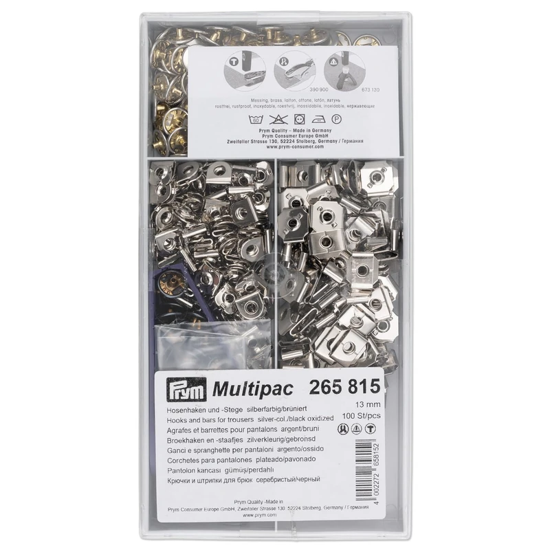 Prym - Prym Silver - Bronze (13mm) Trouser & Skirt Hooks Bars - 1 Unit - Image 1