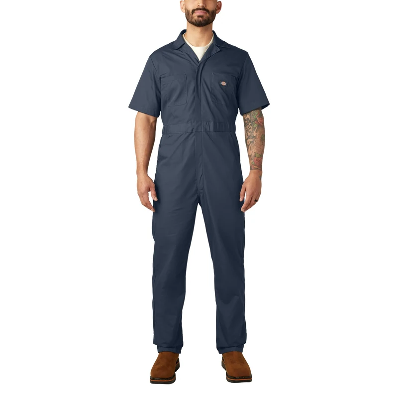 Dickies Men's Short-Sleeve Coverall, Dark Navy, M Tall