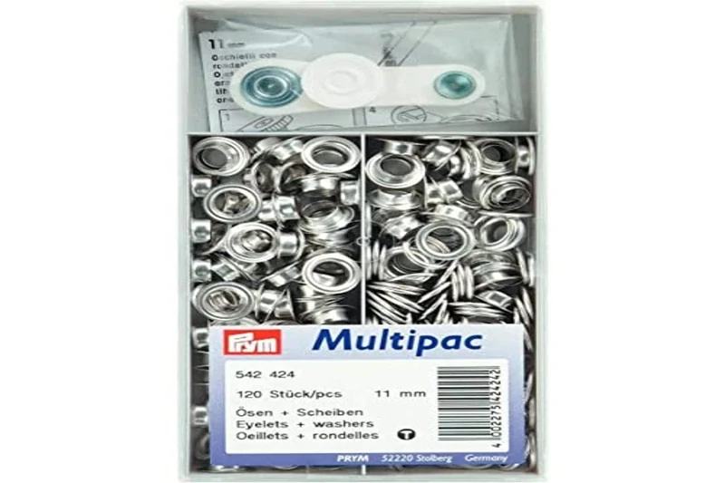 Prym Eyelets and Washers, Stainless, Brass, Silver, 11mm