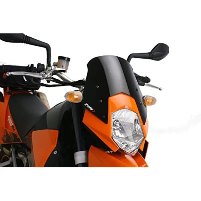 Puig 5053T Windshield for 950 Supermoto/R 2005-2008/ 950 SuperEnduro 2006-2009, Orange, Medium